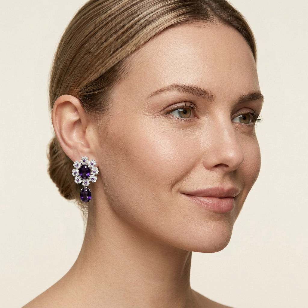 Roselle Purple Drops Earrings