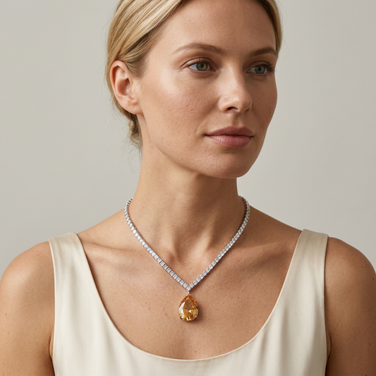 Amber Drop Crystal Necklace