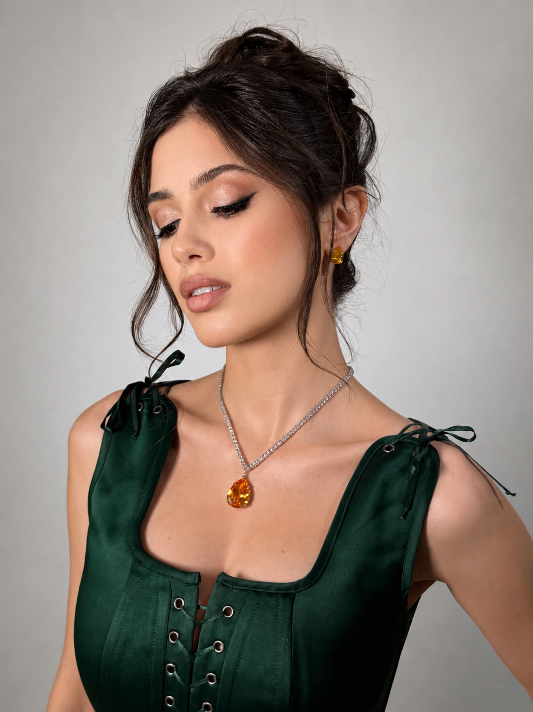 Amber Drop Crystal Necklace