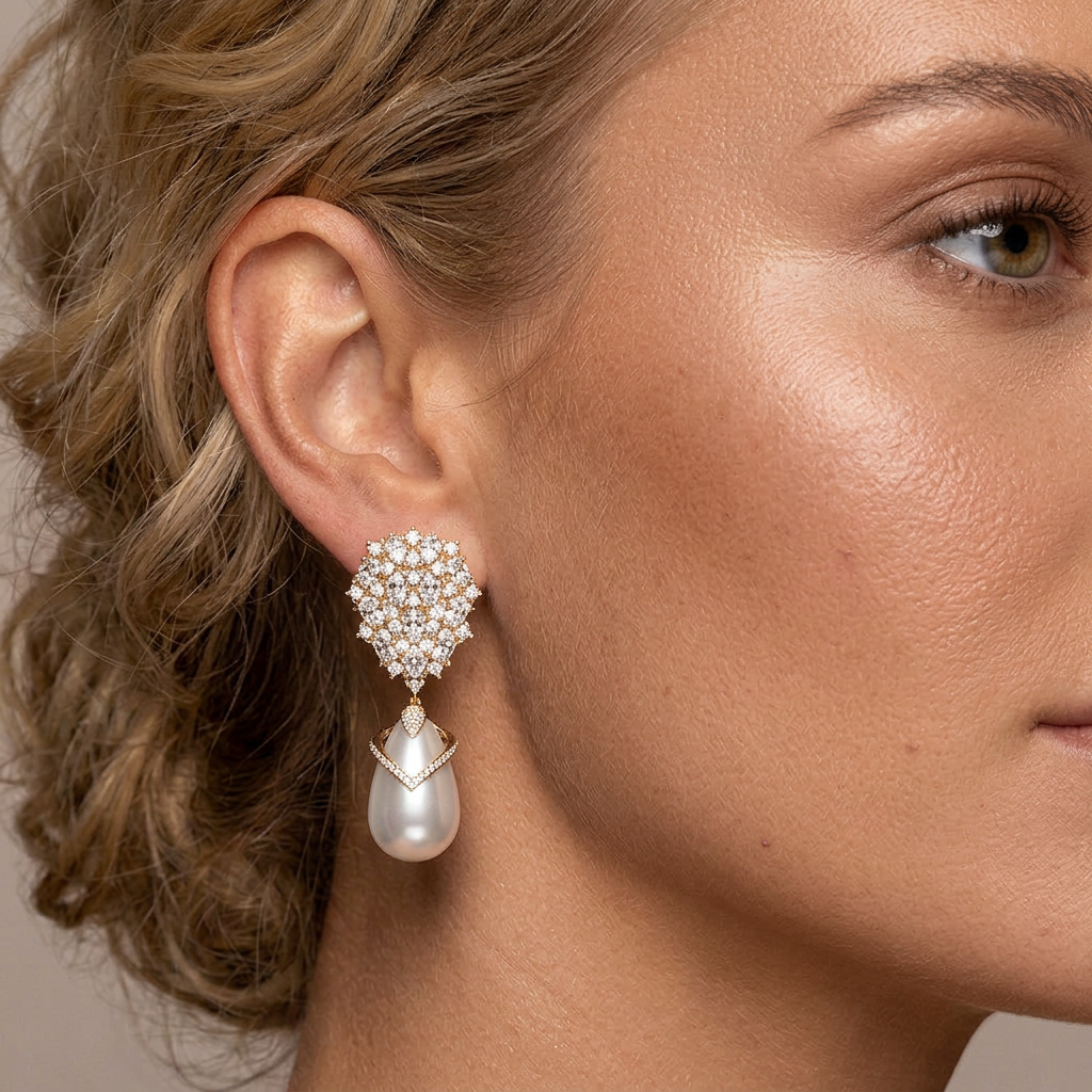 Elowen Crystal Pearl Drop Earrings