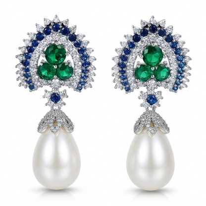 Elowen Pearl Emerald  Earrings
