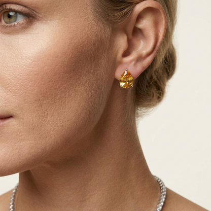 Amber Crystal Teardrop Stud Earrings