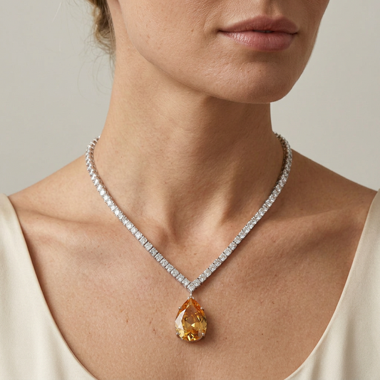 Amber Drop Crystal Necklace