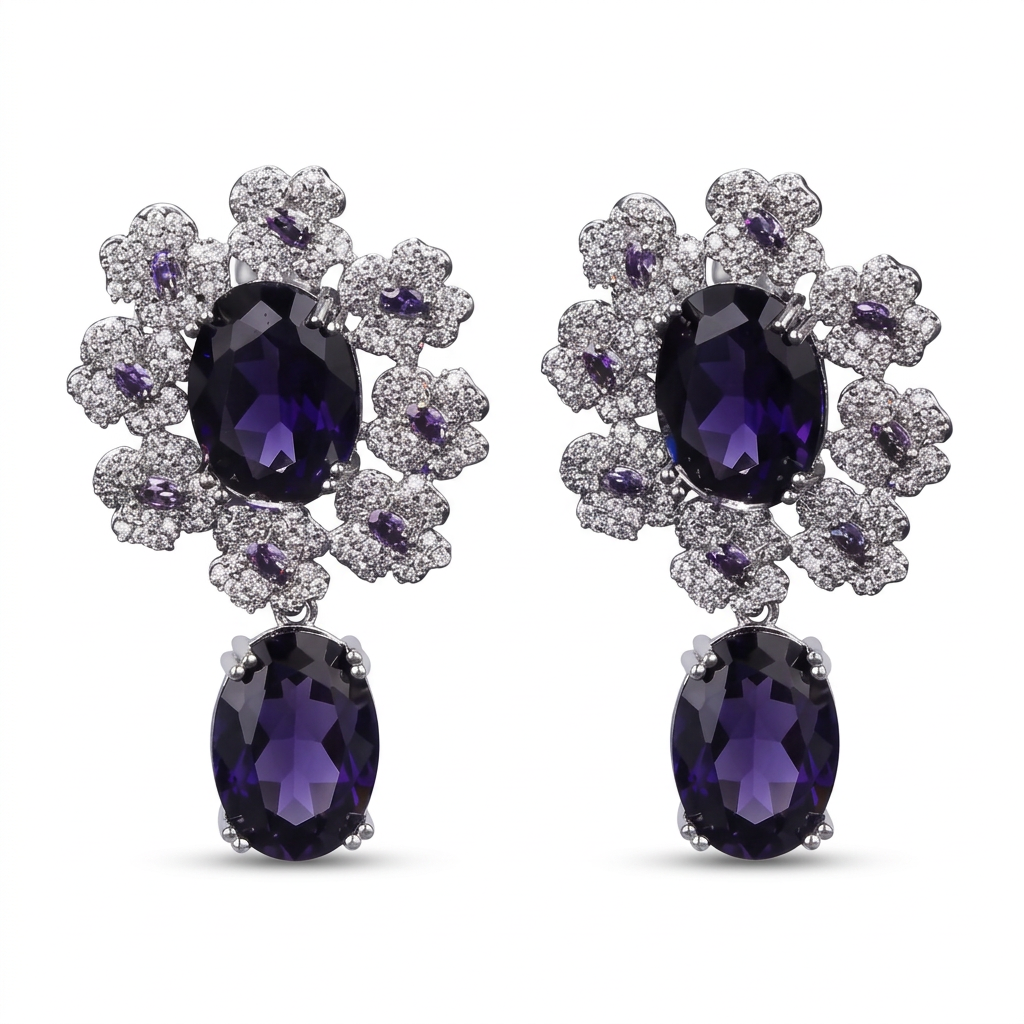 Roselle Purple Drops Earrings