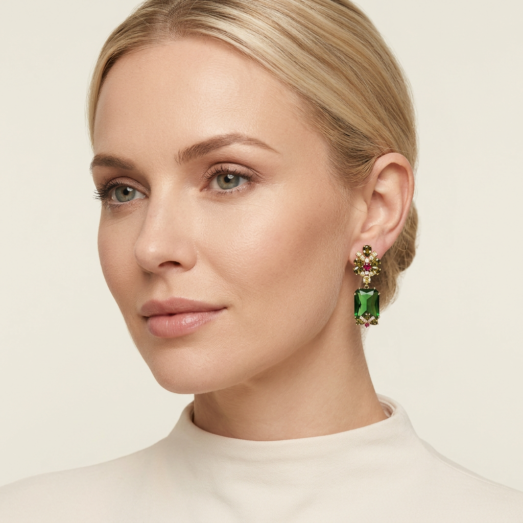 Emerald Blossom Drop Earrings