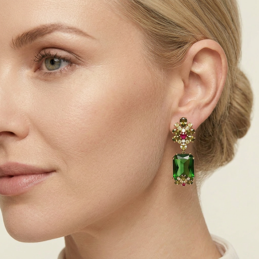 Emerald Blossom Drop Earrings