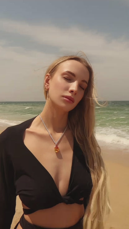 Amber Drop Crystal Necklace