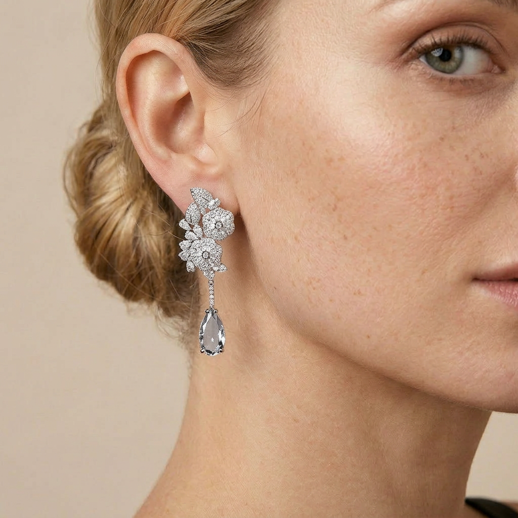 Rosely Bloom Crystal Drop Earrings